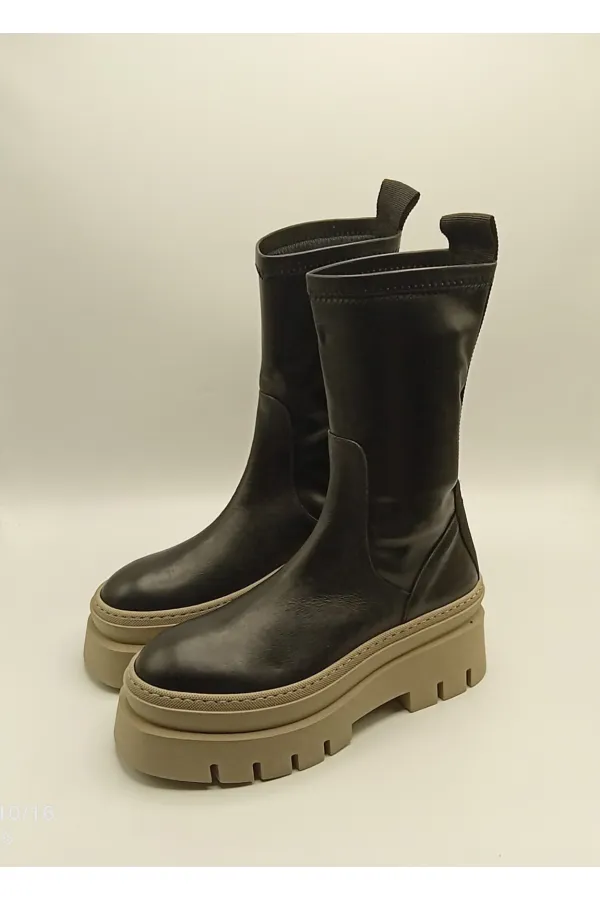 Stretch Kadın Siyah Streç Bot – 29 cm Uzunluk, Termolight Kaymaz Taban, 8 cm Taban