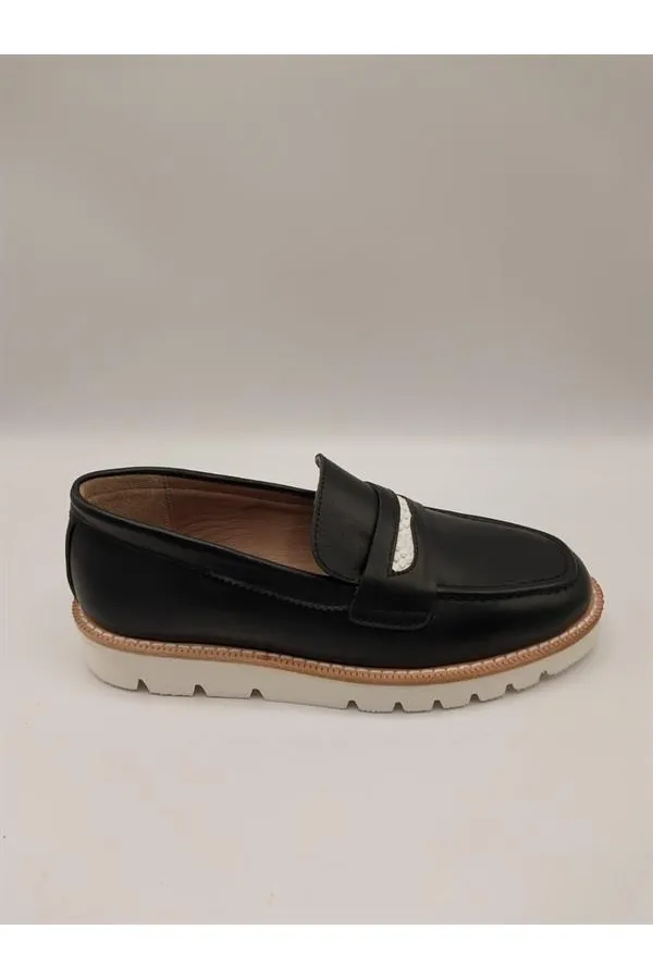 Malta Siyah Deri Kadın Loafer Ayakkabı – Hakiki Deri, Poli Taban