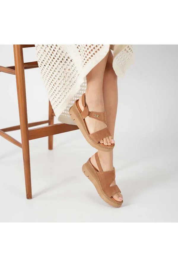 Amethyst Exclusive Stable Tan Suede Platform Women's Sandals | Genuine Leather Comfort