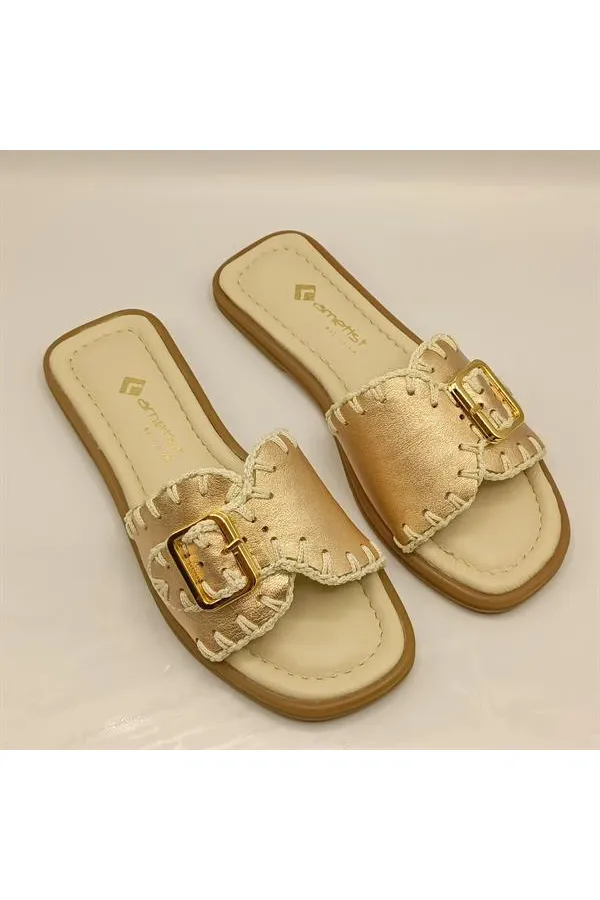 Authentic Rose Leather Women's Slippers