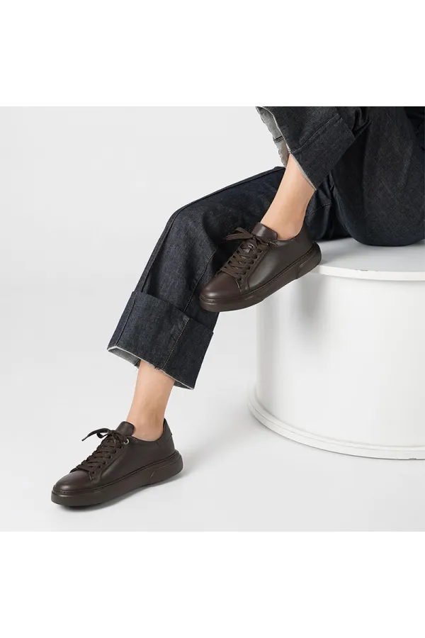 Baskets Anka Coffee pour femmes en cuir véritable – Semelle EVA légère