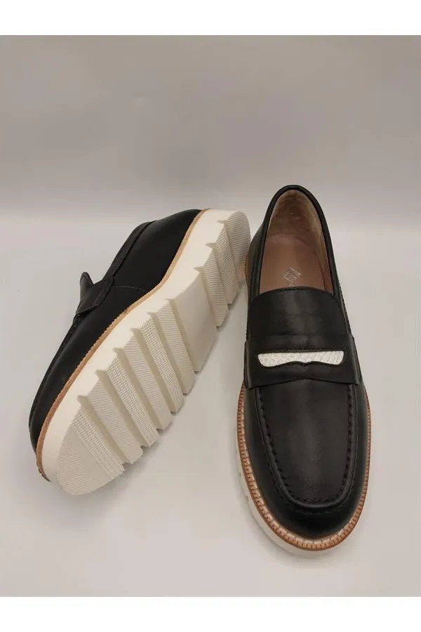 Malta Siyah Deri Kadın Loafer Ayakkabı – Hakiki Deri, Poli Taban