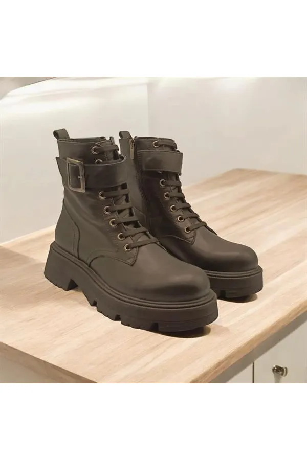 Belfast Black Leather Women's Boots