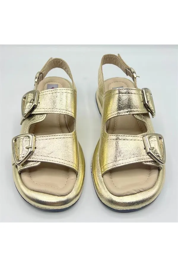 Amethyst Exclusive Siesta Gold Genuine Leather Women's Sandals
