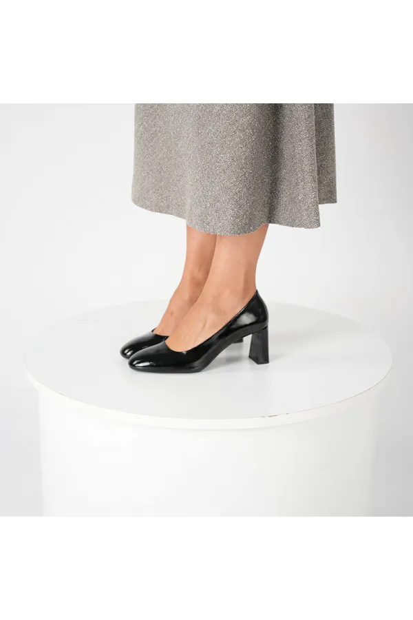 Chaussures Kaila en cuir noir à talons épais pour femmes