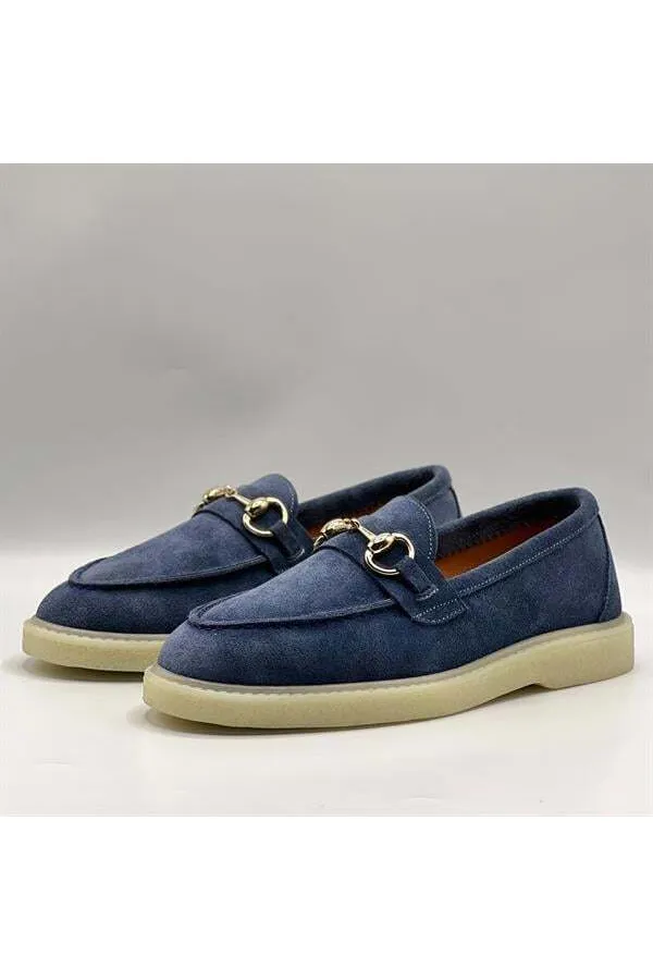 Mocassins décontractés Davina bleu marine pour femmes - Cuir suédé et semelle thermique