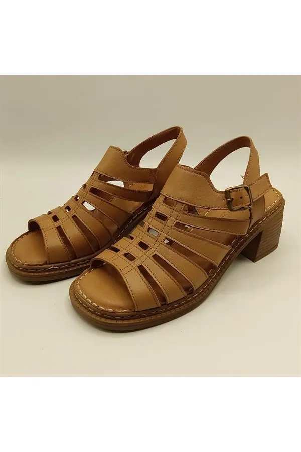 Amethyst Exclusive Stable Tan Heeled Women's Sandals | Comfortable Classic Style
