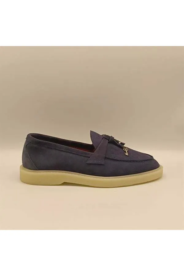 Etna Navy Suede Women's Loafer Shoes