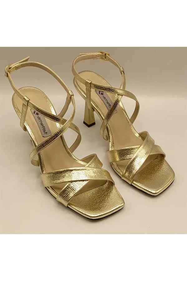 Marla Gold Heeled Sandals