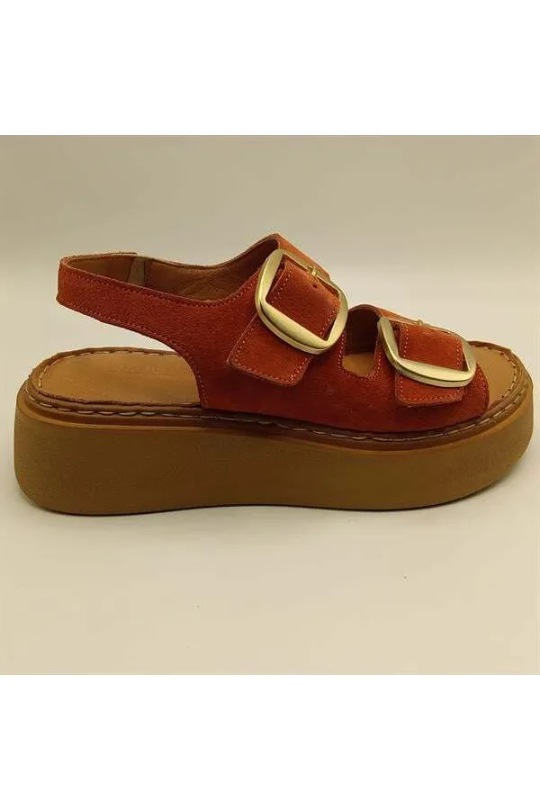 Amethyst Exclusive Stable Orange Suede Platform Women's Sandals | Buckle & Non-Slip Sole for Summer Elegance