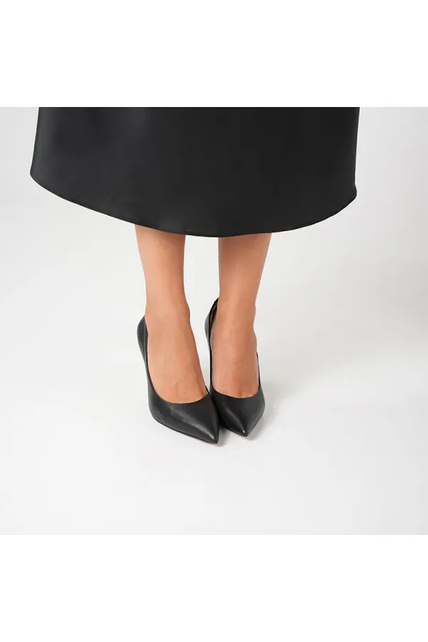 Nadia %100 Gerçek Deri Siyah Stiletto – 9 cm Topuk