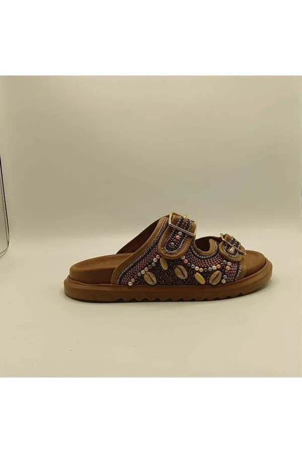 Bona Taba Genuine Leather Beaded Women's Slippers