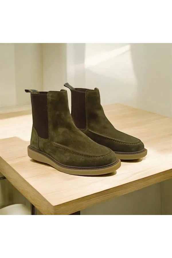 Bottes Chelsea pour femmes en daim kaki Kale