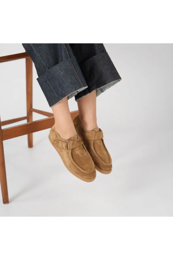 Alba Hardal Hakiki Deri Süet Kadın Günlük Ayakkabı Hafif Termo Taban • Cırtlı Ayarlanabilir Bant