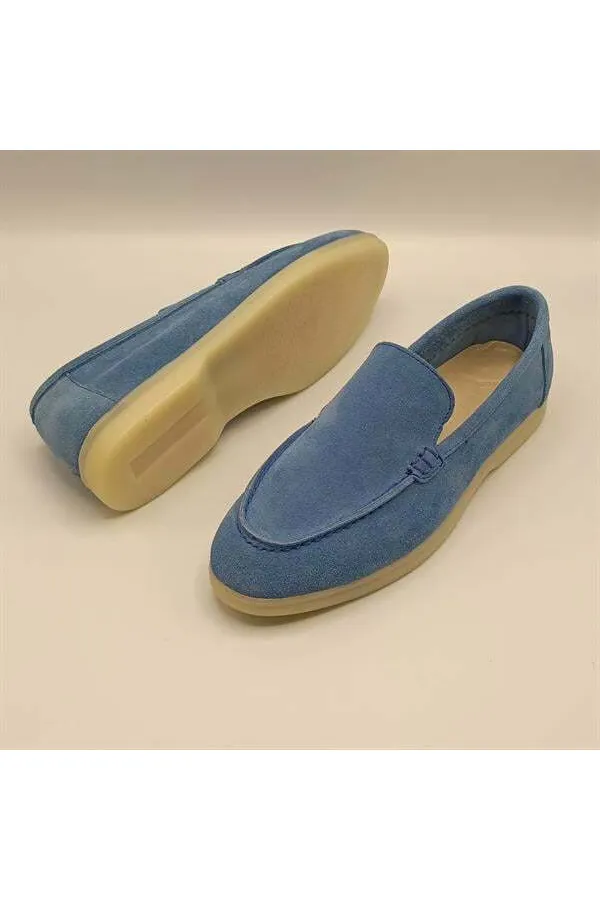 Mocassins en daim bleu pour femmes Amy