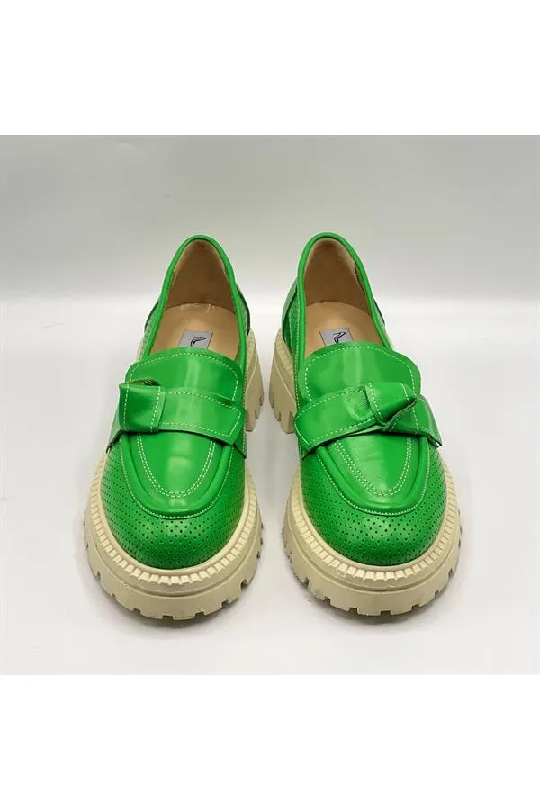 Green Women's Loafer – Amethyst Exclusive Genuine Leather Shoes