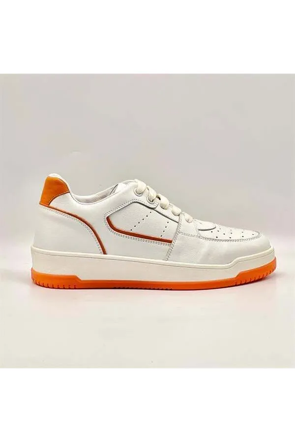 Pia Orange and White Patterned Women's Sneakers