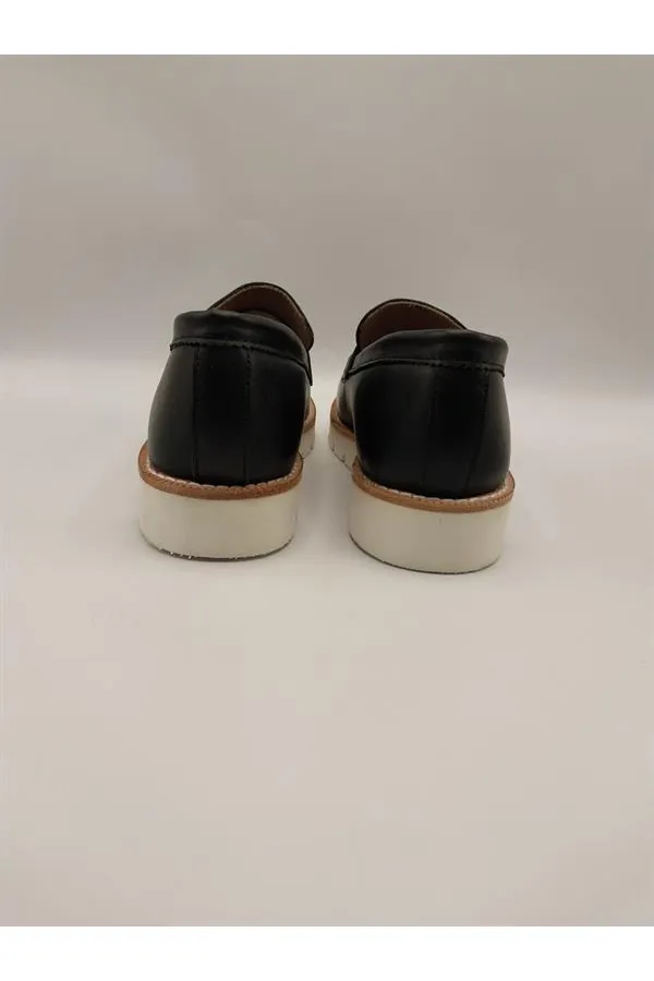 Malta Siyah Deri Kadın Loafer Ayakkabı – Hakiki Deri, Poli Taban