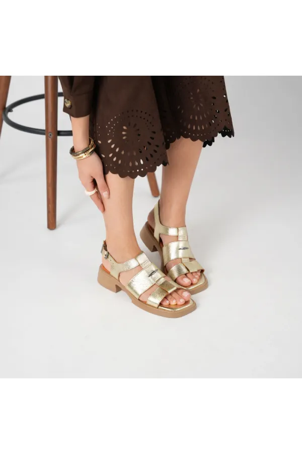 Lucia Gold Genuine Leather Women's Sandals