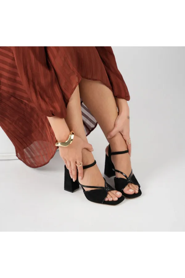 Aster Black Heeled Sandals