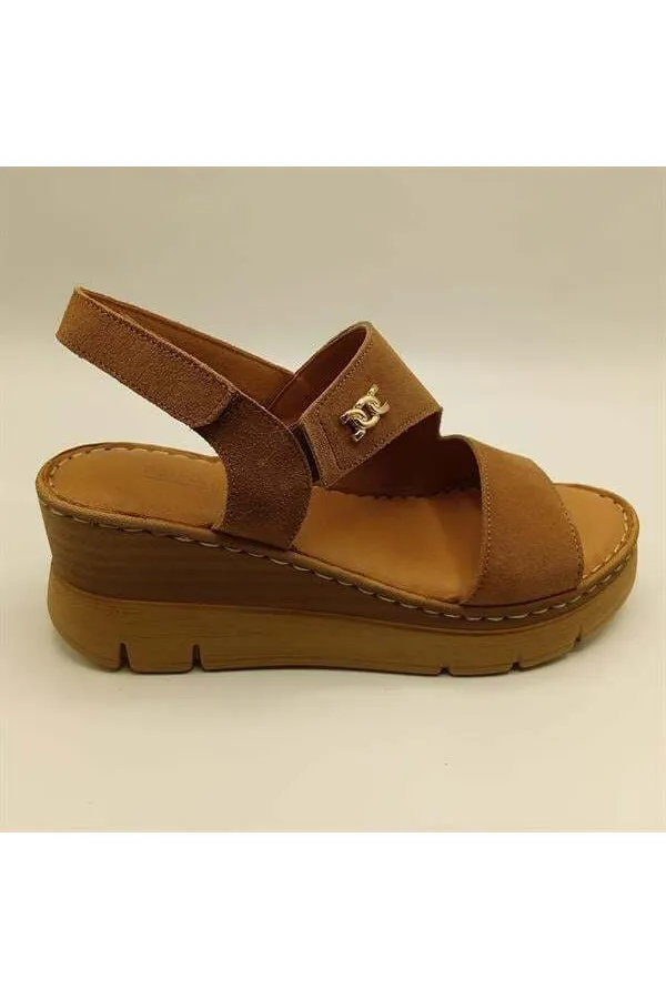 Amethyst Exclusive Stable Tan Suede Platform Women's Sandals | Genuine Leather Comfort