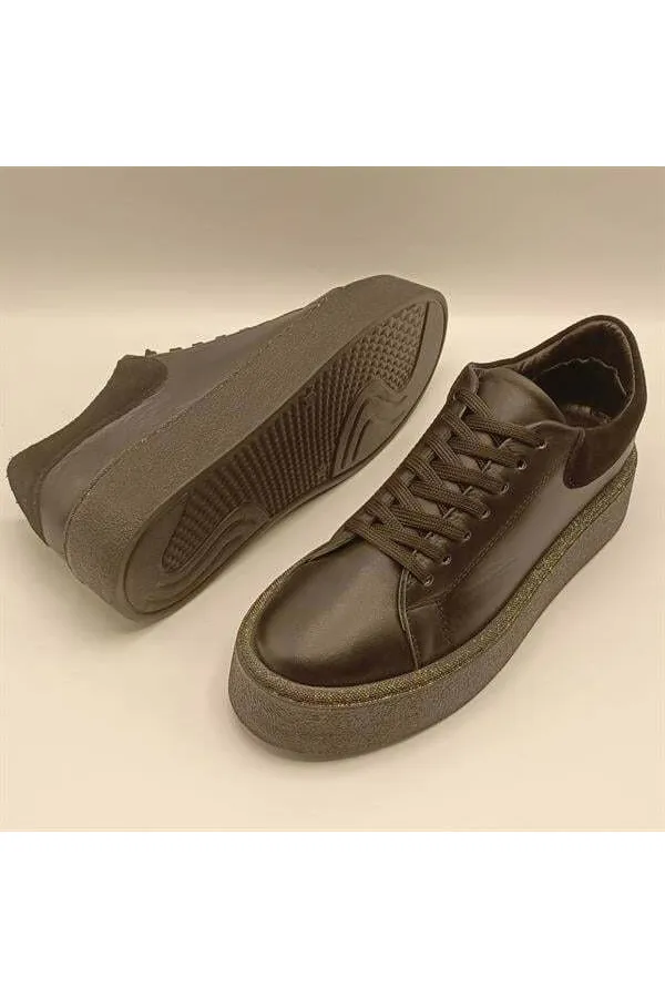 Ellezsa Black Genuine Leather Women's Sneaker