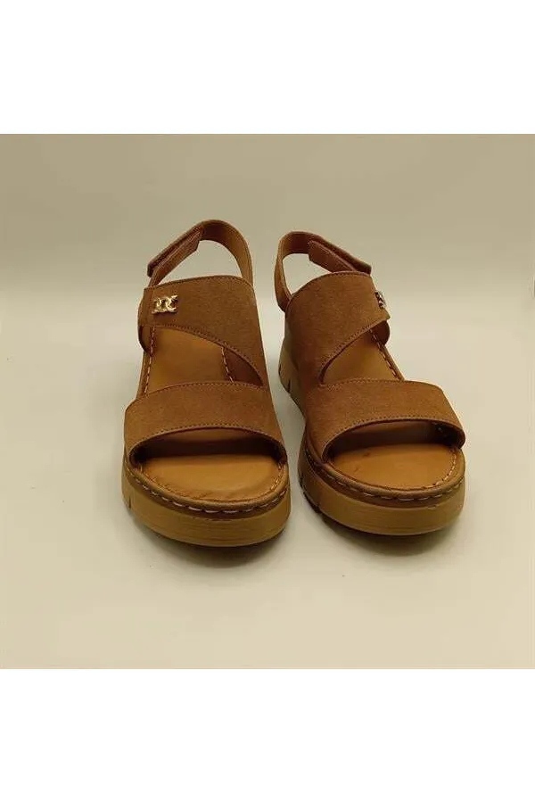 Amethyst Exclusive Stable Tan Suede Platform Women's Sandals | Genuine Leather Comfort