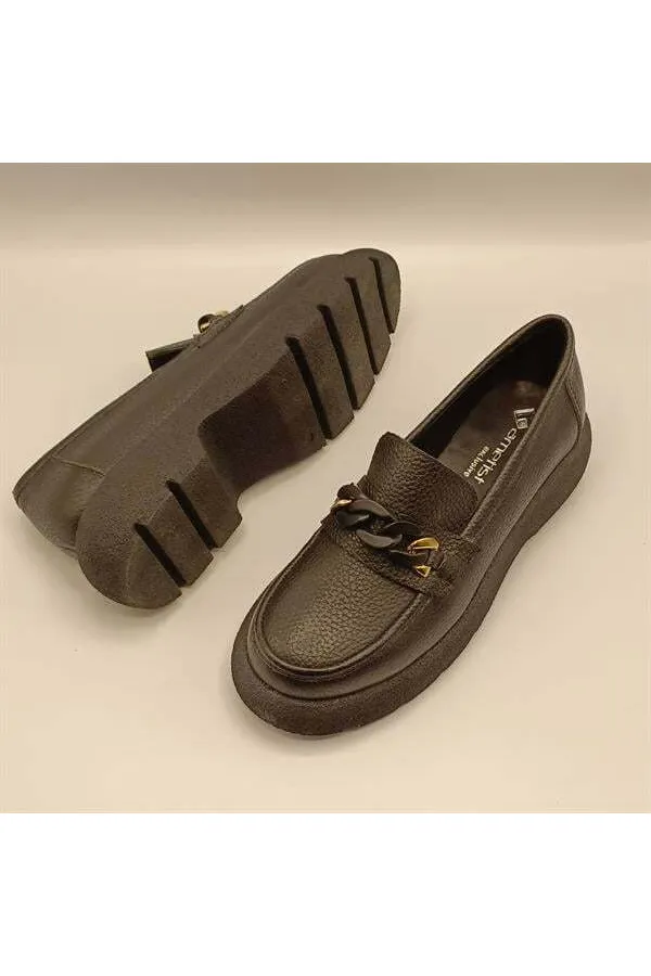 Anatolia Siyah Deri Kadın Günlük Ayakkabı