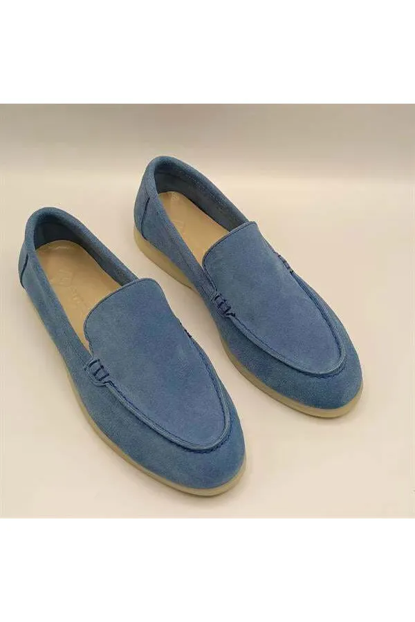 Mocassins en daim bleu pour femmes Amy
