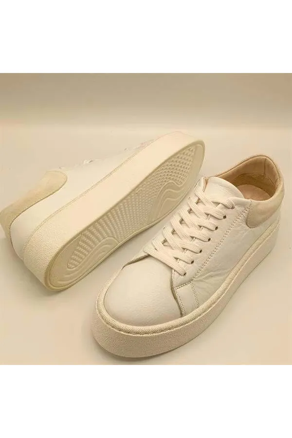 Ellezsa White Genuine Leather Women's Sneaker