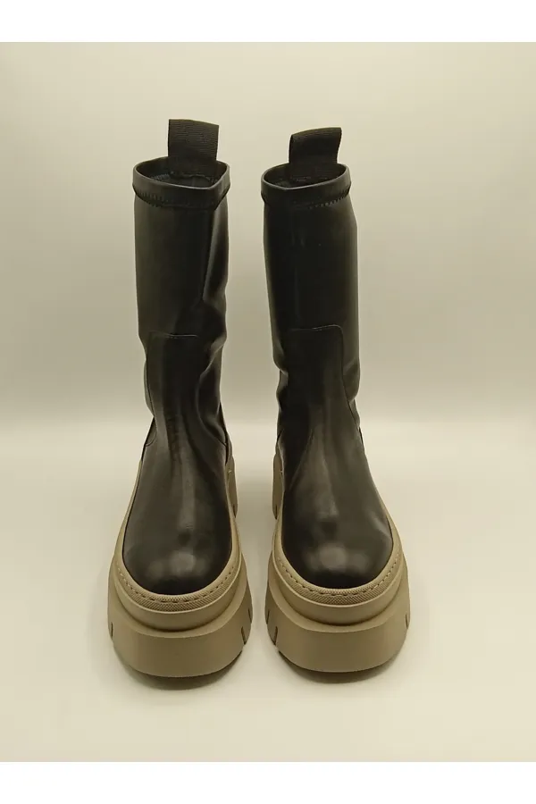 Stretch Kadın Siyah Streç Bot – 29 cm Uzunluk, Termolight Kaymaz Taban, 8 cm Taban