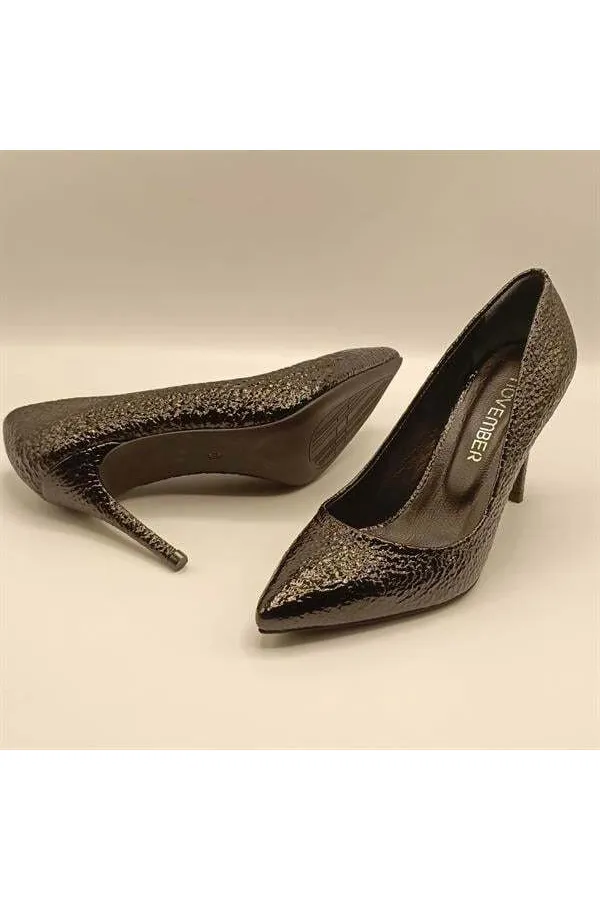 Escarpins Carleen en cuir noir nid d'abeille