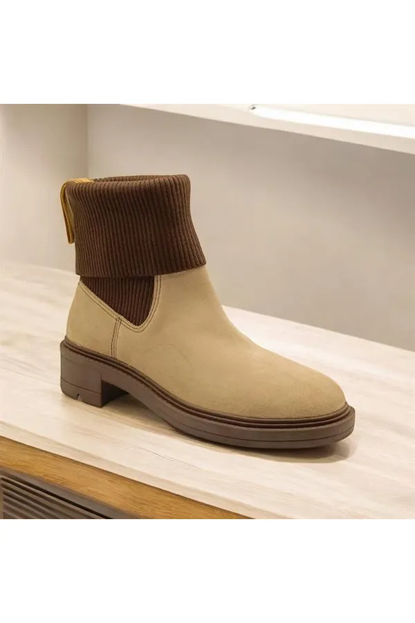 Marine Beige Suede Women's Chelsea Boots
