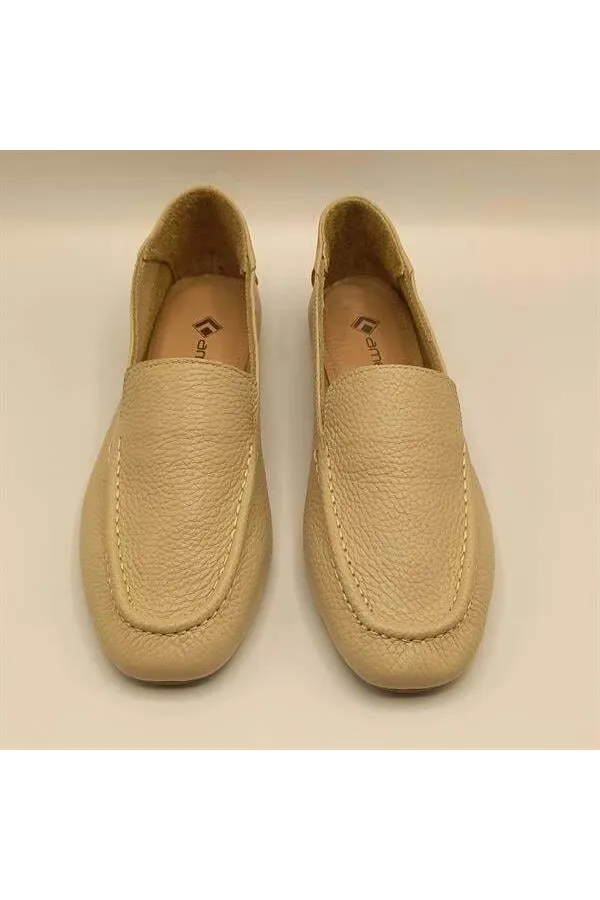 Ballerines en cuir véritable beige Tina pour femme, exclusivité Amethyst