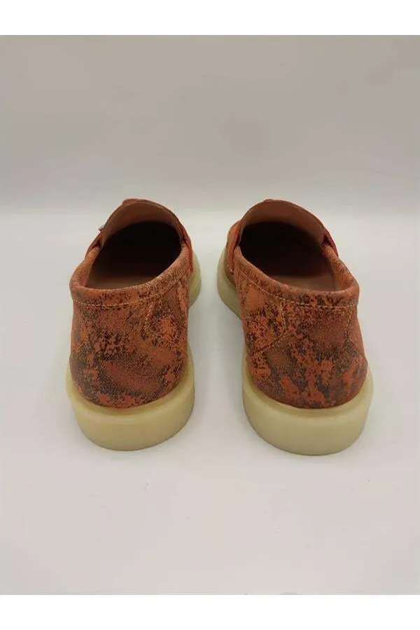 Davina Orange Printed Genuine Leather Casual Shoes – Size 37 (Last Item, Discounted)