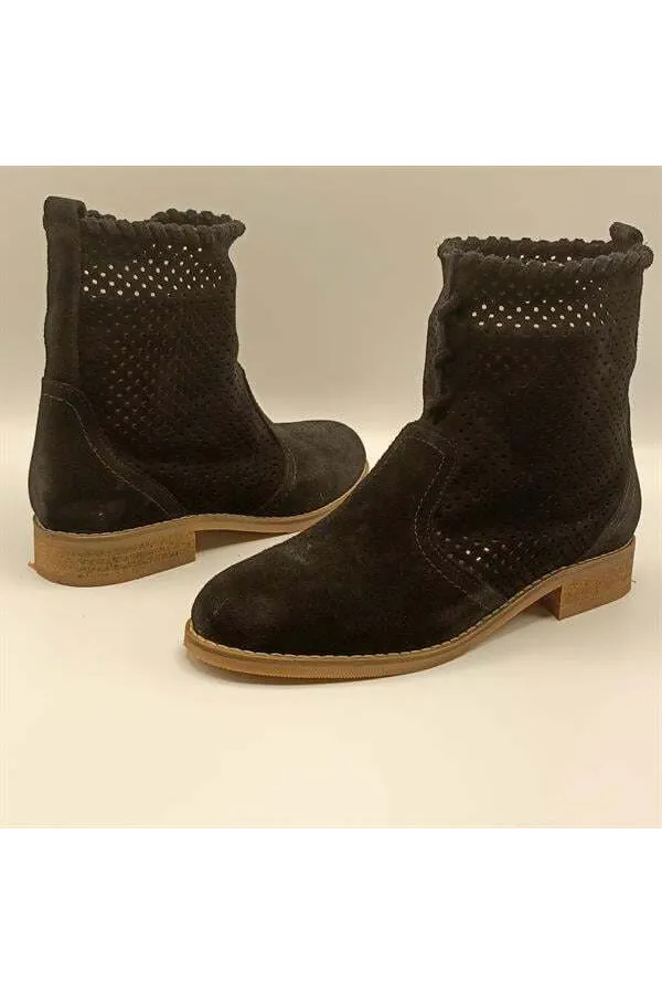 Bottes d'été en daim noir cloutées pour femmes