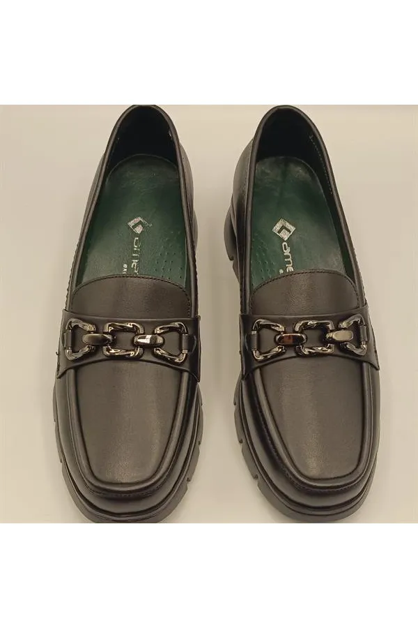 Pena Black Leather Women's Casual Shoes