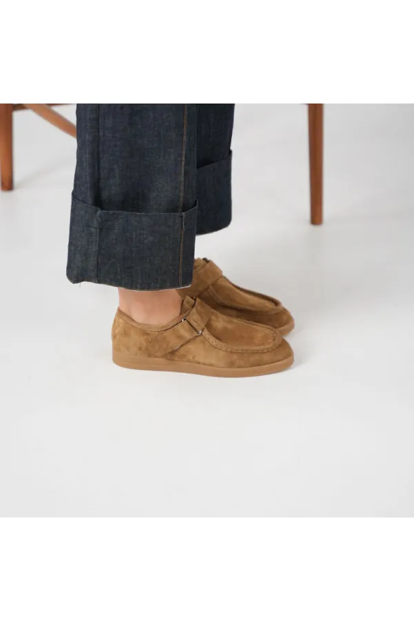 Alba Hardal Hakiki Deri Süet Kadın Günlük Ayakkabı Hafif Termo Taban • Cırtlı Ayarlanabilir Bant