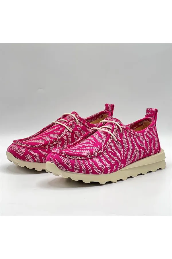 Monica Fuchsia-White Patterned Suede Women's Loafer – Genuine Leather & 3 cm Thermolight Sole