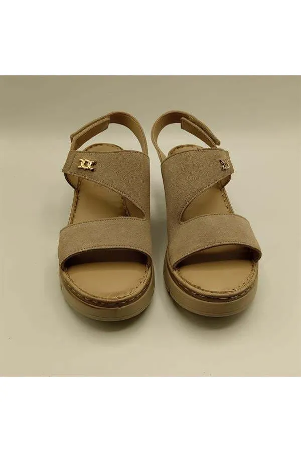 Amethyst Exclusive Stable Beige Suede Platform Women's Sandals | Elegance and Comfort