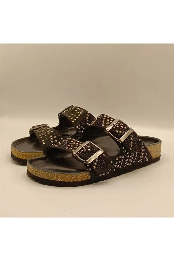 Aidan Black Cork Sole Orthopedic Slippers