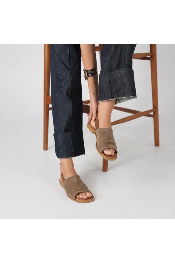 Bellini Brown Genuine Suede Leather Women's Sandals – Handmade with Thermal Sole