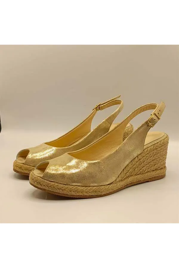 Terre Gold Deri Dolgu Topuk Sandalet