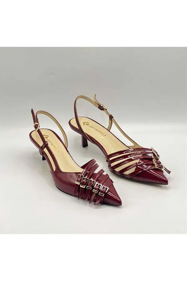 Chaussures à talons hauts Sedare en cuir véritable bordeaux avec boucle