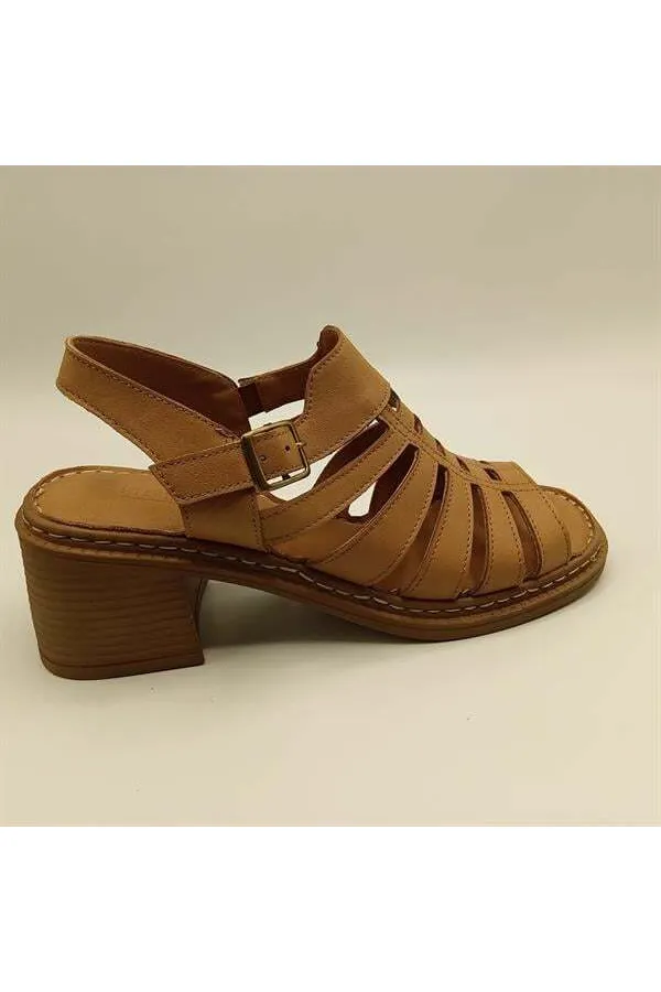 Amethyst Exclusive Stable Tan Heeled Women's Sandals | Comfortable Classic Style