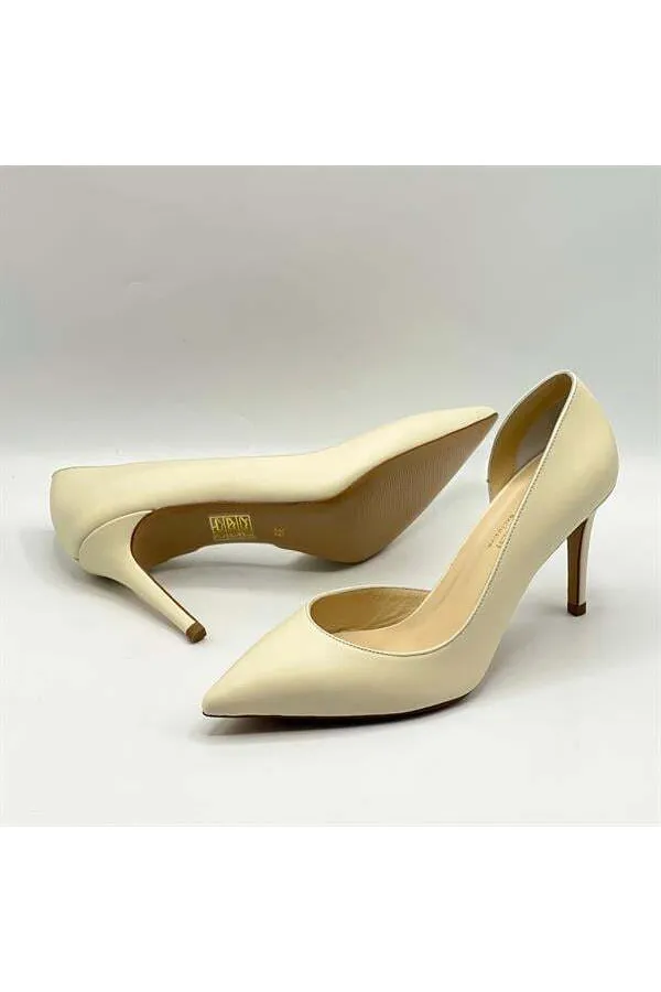 Nadin 100% Genuine Leather Beige Stiletto – Neolite Sole, Low-Cut Design