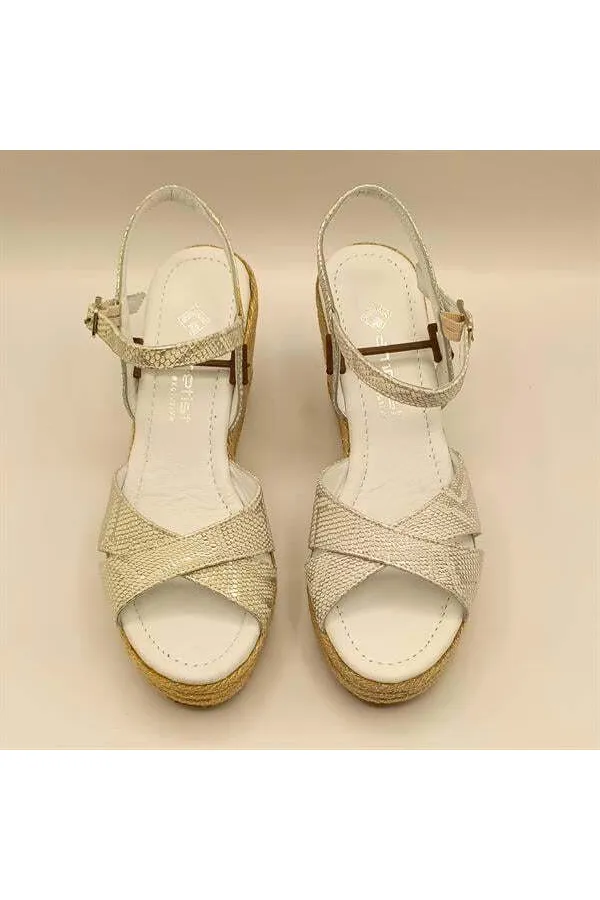 Camelia Gümüş Deri Dolgu Topuk Sandalet