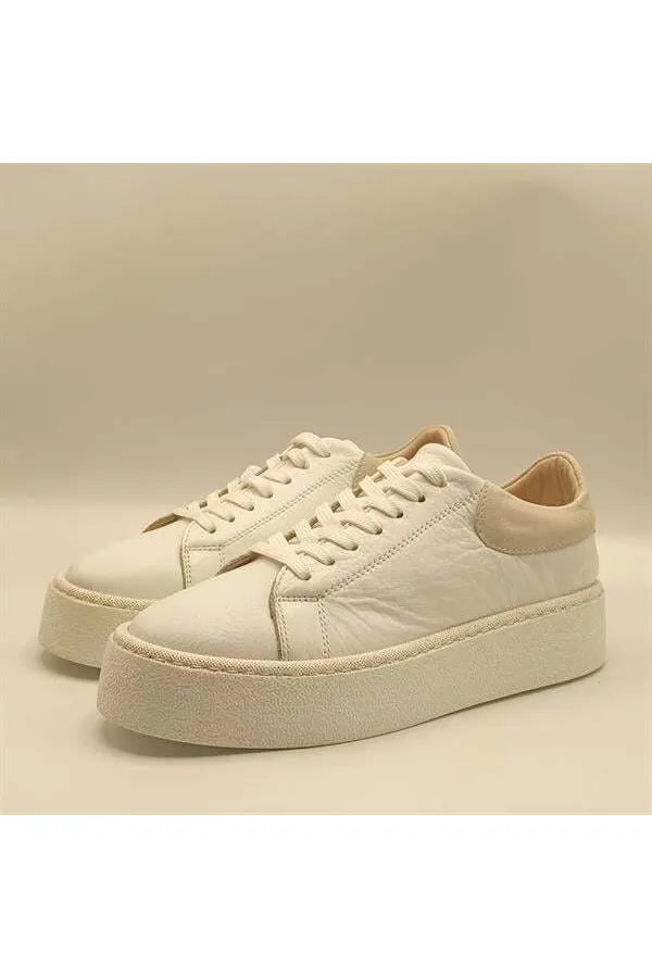 Ellezsa White Genuine Leather Women's Sneaker