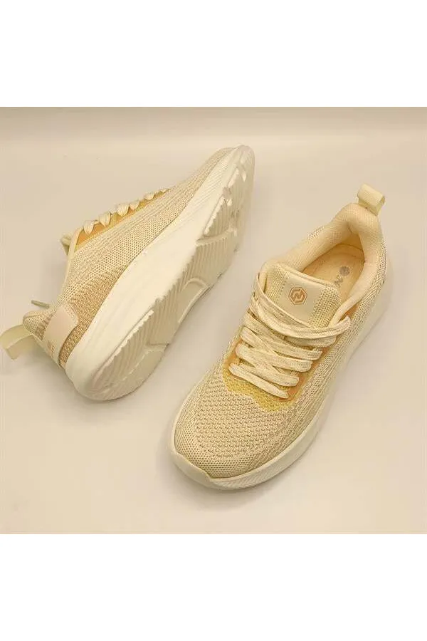Ametist Exclusive Casta Beige Knitted Women's Athletic Shoes