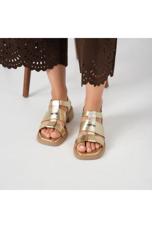 Lucia Gold Genuine Leather Women's Sandals